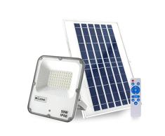 M Ledme - Foco Proyector LED Solar Venecia 50W con mando a distancia (pilas no incluidas), 2250 Lumen, IP66 Regulable, Color Luz frÃ­a (6000k), IluminaciÃ³n exterior, De uso para jardÃ­n, patios.