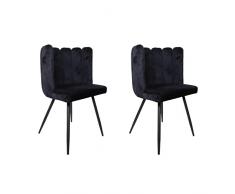 HOME DECO FACTORY Lote de 2 Ariel de Terciopelo Negro, sillas, salÃ³n, Comedor, Entrada, Dormitorio, Mueble, Textil, poliÃ©ster, 59.50 x 47.50 x 79.00