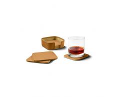 Lucrin - Posavasos lisos cuadrados, fabricados en piel, 6 unidades, Marrón