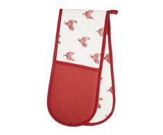 Kitchencraft 100% francés gallina de impreso doble horno guantes, 86 x 18 cm (34 x 7), algodón, beige/rojo, 86 x 1 x 18 cm)