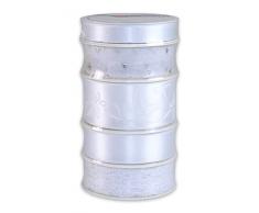 PRÃSENT BODA blanco, 5 x 3 m, cinta embalaje poliéster, diferente de ancho, juego de cintas de regalo para embalar y decorar, lazo regalo, cinta floral tejido suave en cinco blanco diferentes