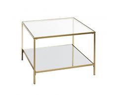 Haku-Möbel Mesita, Templado Metal Espejo Vidrio Temp, Dorado, T 60 x B 60 x H 45 cm