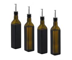 Relaxdays Set de 4 Aceiteras y Vinagreras, Botellas Cristal VacÃ­as, 500ml, Dispensador, Aceite Oliva y Vinagreta, MarrÃ³n, 80% 20% plÃ¡stico