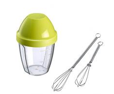 Westmark Juego de 3 piezas: 2 mini batidores + 1 vaso mezclador (0,25 l), acero inoxidable/plÃ¡stico de alta calidad, color plateado, transparente y verde, 124722E6