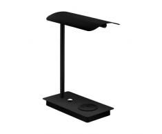 EGLO LED lÃ¡mpara de mesa Arenaza, lÃ¡mpara de escritorio de 1 luzcon toque, estaciÃ³n de carga QI, regulable, iluminaciÃ³n de mesa, luz de metal en negro