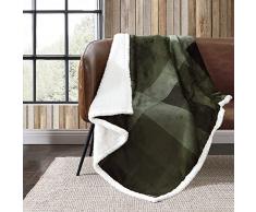 Eddie Bauer Inicio | Colección de Felpa Impresa | Manta - Ropa de Cama Reversible de Forro Polar y Piel de Oveja sintética, Ultra Suave y acogedora, 50 x 60, Cuadros de Pino