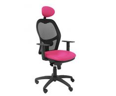 Piqueras Y Crespo (PIQU7) Silla Jorquera Malla Negra Asiento similpiel Rosa con cabecero Fijo Oficina, Talla unica