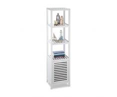 Relaxdays EstanterÃa de baño, Armario, Cierre magnético, Madera, Marrón, 140 x 36,5 x 33 cm, Blanco