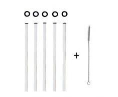 Koch - Pajitas (Rectas, Cepillo, 5 Unidades), Color Negro y Transparente