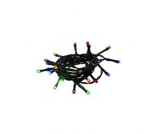Konstsmide Guirnalda de Luces LED, con Interruptor de Encendido/Apagado, Temporizador de 6 h, 10 diodos de Colores, Funciona, Cable Verde, 2 Pilas AA de 1,5 V (no Incluidas)