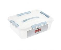 keeeper Caja de almacenamiento Sweet Home con tapa y cierre de clic, Giratoria y apilable, 10 L, lina, Rachblau (Azul)