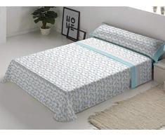 Colvihome Juego de Sabanas 50PercentPol 50PercentAlg KIRAT 180.cm, Azul, Cama 180 cm