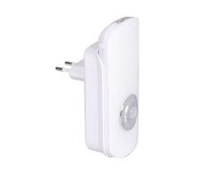 CristalRecord - Luz de noche LED con sensor de movimiento Para enchufar, Función Linterna, Quitamiedos Blanco