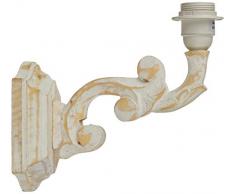 Better & Best Rctg Blanco DEC Aplique (lámpara de Pared) de Madera, con Brazo con Formas Vegetales, Placa Rectangular, decapado, Medidas, 5x22x21 cm (Base:12,5x15cm)