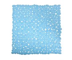 MSV 140889 - Alfombrilla de PVC para Ducha, diseño de guijarros (53 x 53 x 0,1 cm), Color Azul