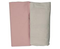 Ti TIN | Pack de 2 Sábanas Bajeras para Cuna o Minicuna | 100% Algodón | Sábanas Bajeras Ajustables con Elásticos para Bebé | Pack 2 Unidades | Blanco y Rosa | 50 x 80 cm