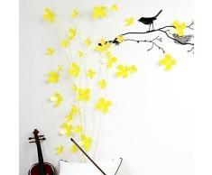Walplus Amarillo de flores en 3d pegatinas de pared removible adhesivo mural arte Adhesivos Vinilo decoración del hogar bricolaje Salón Dormitorio Decoración Pared habitación de los niños regalo, 9 x 9 cm