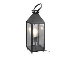 Reality Leuchten Farola R50541902 - LÃ¡mpara de mesa (metal negro mate, cristal transparente, 1 bombilla E27)