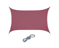 Relaxdays Toldo Vela, Repelente Agua, Cóncavo, Poliéster, Cuerdas Tensoras, Terraza, 5 x 7 m, Rectangular, Rojo Vino