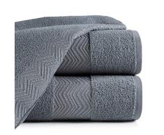 Eurofirany - Juego de 3 Toallas de Mano de algodÃ³n con Ribete de Metal, 70 x 140 cm, diseÃ±o de Zigzag, Color Gris