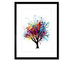 Wee Blue Coo B12X9387 - Cuadro Decorativo con Marco Negro y diseño de arcoÃris Abstracto