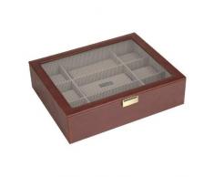 STACKERS Hombres Casual de Color marrón - Juego de Cristal Reloj con Tapa Joyero con Forro de Cuadros
