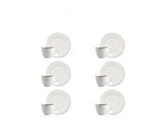 Excelsa 10 Cl Juego de 6 Tazas de cafÃ© con platillo, Porcelana, Blanco/Dorado
