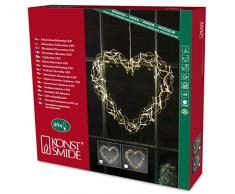 Konst Smide 2893-303 - Guirnalda de luces LED (estructura metálica con forma de corazón, 48 diodos de luz blanca cálida, transformador interior de 24 V, cable transparente)
