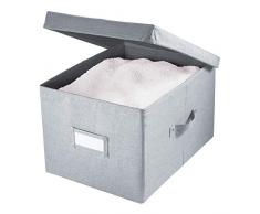 iDesign Codi Cesta de Tela con Tapa, Caja Organizadora de Poliéster Grande, Gris, 28,6 cm x 39,4 cm x 24,8 cm
