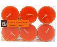 Eliana Home Conjunto 6 tealights Naranja, Cera, 10.70x7.70x1.90 cm, 6 Unidades