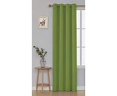Deconovo - Cortina Opaca con Ojales, para Dormitorio, poliéster, Verde, 245 x 140 cm