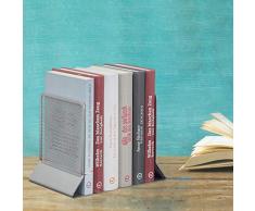 Relaxdays Set de Dos sujetalibros, Soporte para Libros, CDs y DVDs, Plateado, 16,5 x 13 x 10,5 cm