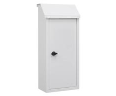 ARREGUI Panera SP008BN-P Buzón Exterior Grance para Pan, Buzón de Correo de Acero para Barras de Pan y Periódicos, Panera Exterior, Gran Capacidad, Sin Llave, Apertura de Pomo, Blanco