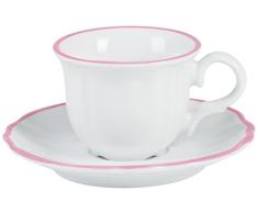 Bitossi Home PAR351 Set De 6 Tazas de cafÃ© con platito, LÃ­nea Parisienne, Rosa