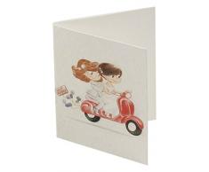 Mopec Tarjeta librito de Novias en Moto de Color Rojo, Pack de 100 Unidades, Cartulina, Multicolor, 0.02x6.50x4.00 cm