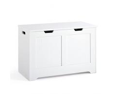 Meerveil Baul Almacenamiento, Taburete de Almacenamiento Multifuncional con Tapa, 2 Bisagras de Seguridad, Gran Capacidad, para el Baño el Salón la Cocina el Pasillo, 72 x 36 x 48 cm, Blanco