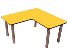 Mobeduc Mesa Infantil en L 90x90 cm (Talla 0), Haya, Haya y Amarillo, 90 x 90 cm