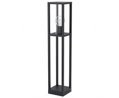 EGLO Cascinetta, 1 lámpara de pie para exteriores, vintage, retro, lámpara de pie de aluminio fundido en negro y cristal transparente, lámpara exterior con casquillo E27, IP44
