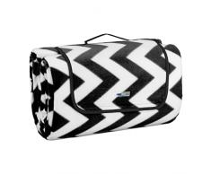 Relaxdays Manta PÃ­cnic XXL, 200x300 cm, Estera CÃ©sped Forro Polar Zigzag, Aislante e Impermeable, con Asa, Negro/Blanco, 80% poliÃ©ster Aluminio 10% Espuma
