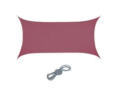 Relaxdays Toldo Vela, Repelente Agua, Cóncavo, Poliéster, Cuerdas Tensoras, Terraza, 2 x 4 m, Rectangular, Rojo Vino
