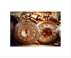 Wee Blue Coo Foto composición vintage antiguos relojes de bolsillo adornados arte de pared