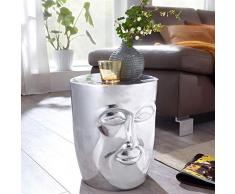 Wohnling Mesa Auxiliar Face 35 x 35 x 39 cm Aluminio Mesa Plata Oriental, sofá Mesa con Cara de Metal, Diseñador Estante Mesa Modern, pequeño anstell Mesa Estrecho, 41 x 38 x 46 cm