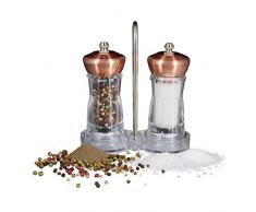 Relaxdays Juego Molinillo Sal y Pimienta Manual, acrÃ­lico, Cobre, 14 x 5 x 5 cm
