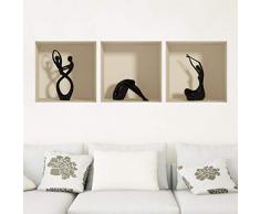 Ambiance Sticker Pegatinas Adhesivas Efecto 3D, diseÃ±o de estatuas - DecoraciÃ³n de Pared con el Ojo - Juego de 3 Piezas 30 x 30 cm
