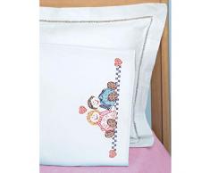 Jack Dempsey Mezcla de algodón Infantil con Sello Almohada con Perle Blanco Edge-ANN y Andy