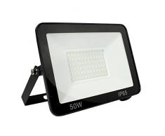 Barcelona LED Focos Led Exterior 50W IP66 Impermeable LED Floodlight con Reflectores,Foco proyector LED Iluminación Exterior para Calzada Terraza Jardin 6000K Negro