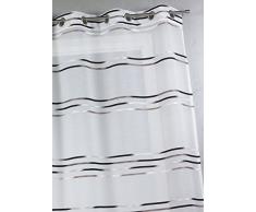 Homemaison Visillo de estamilla Tejida de Finas Rayas horizontales, 100% poliéster, Negro, 140 x 240 cm, 140 à 240 cm