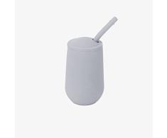 ezpz Happy Cup 24 meses +. Vaso de entrenamiento para niños pequeños con tapa y pajita. 100% silicona. Diseñado por un especialista en alimentación pediátrica. Gris claro