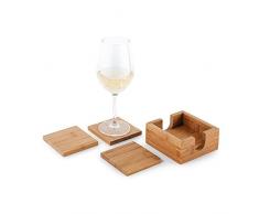 eBuyGB - Juego de 4 Posavasos Cuadrados de bambú para Tazas de té y café, Tazas, Bebidas, tapetes de Vidrio para Bebidas