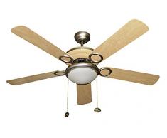 Bastilipo Ventilador de Techo para 2 Bombillas E27, 60 W, Gris Satinado, 132 x 47 cm